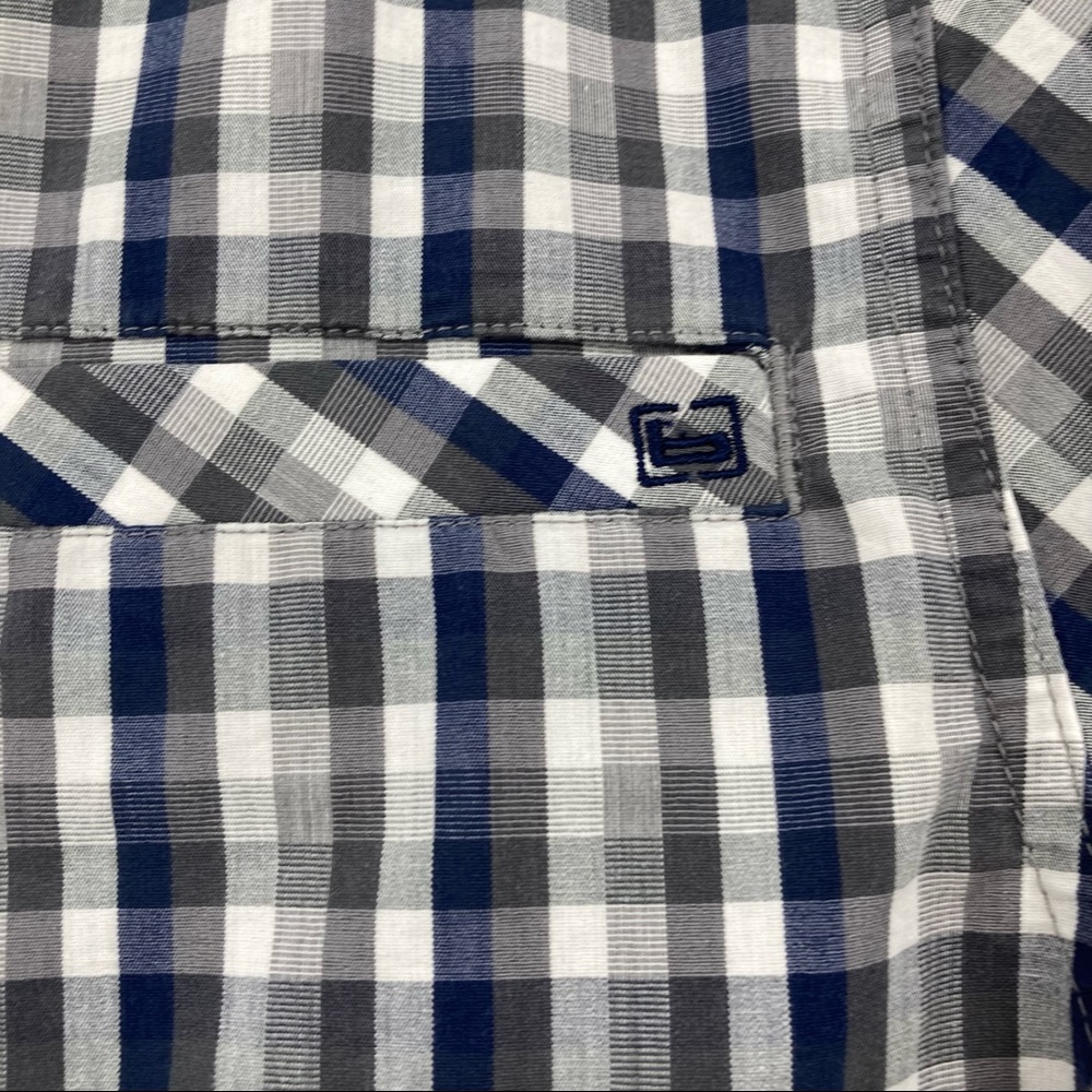 Banded Plaid Short Sleeve Button Up Shirt Small - Picture 4 of 11